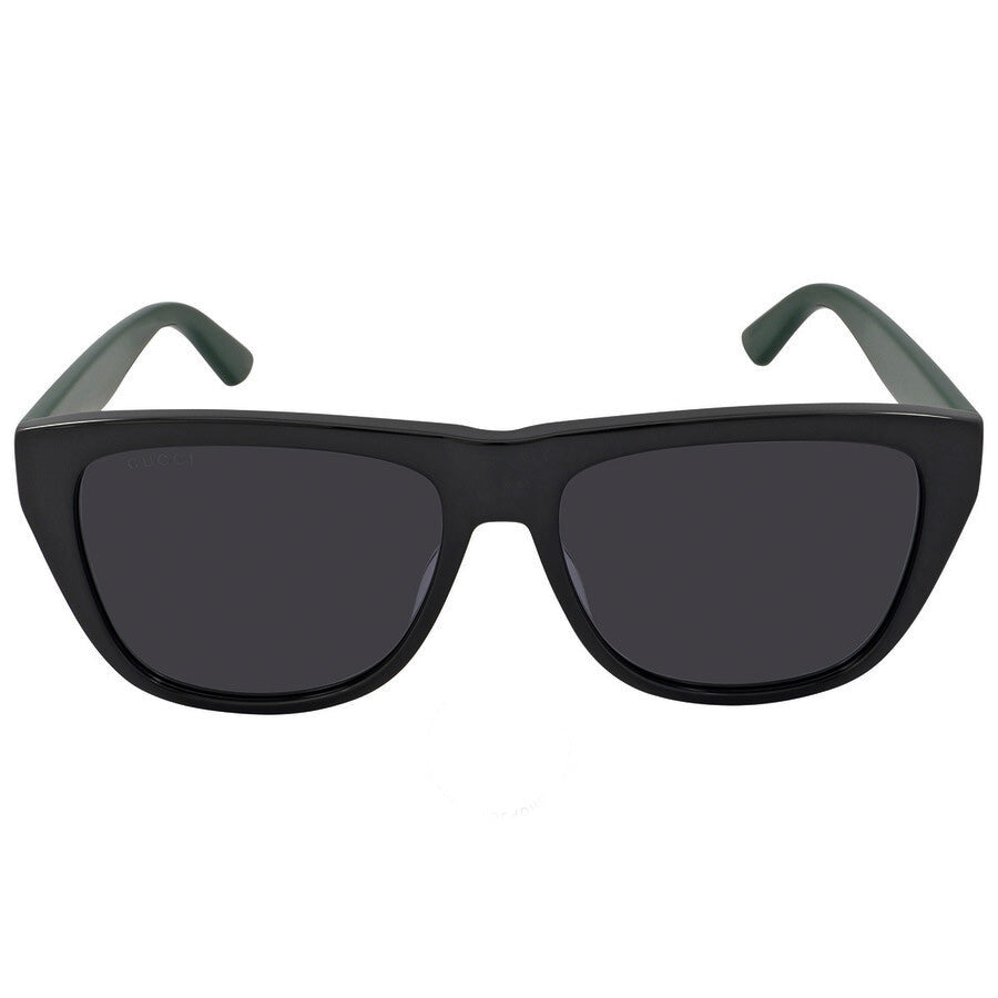 Gucci GG0926S-001 Sleek Black Square Sunglasses with Dark Lenses and Striped Tem