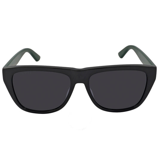 Gucci GG0926S-001 Sleek Black Square Sunglasses with Dark Lenses and Striped Tem