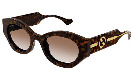 Gucci GG1553S-002 Havana & Crystal round Ladies Sunglasses