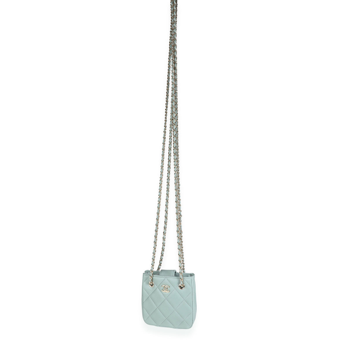 Top Quality Chanel Light Teal Quilted Lambskin Tiny Shopping Bag