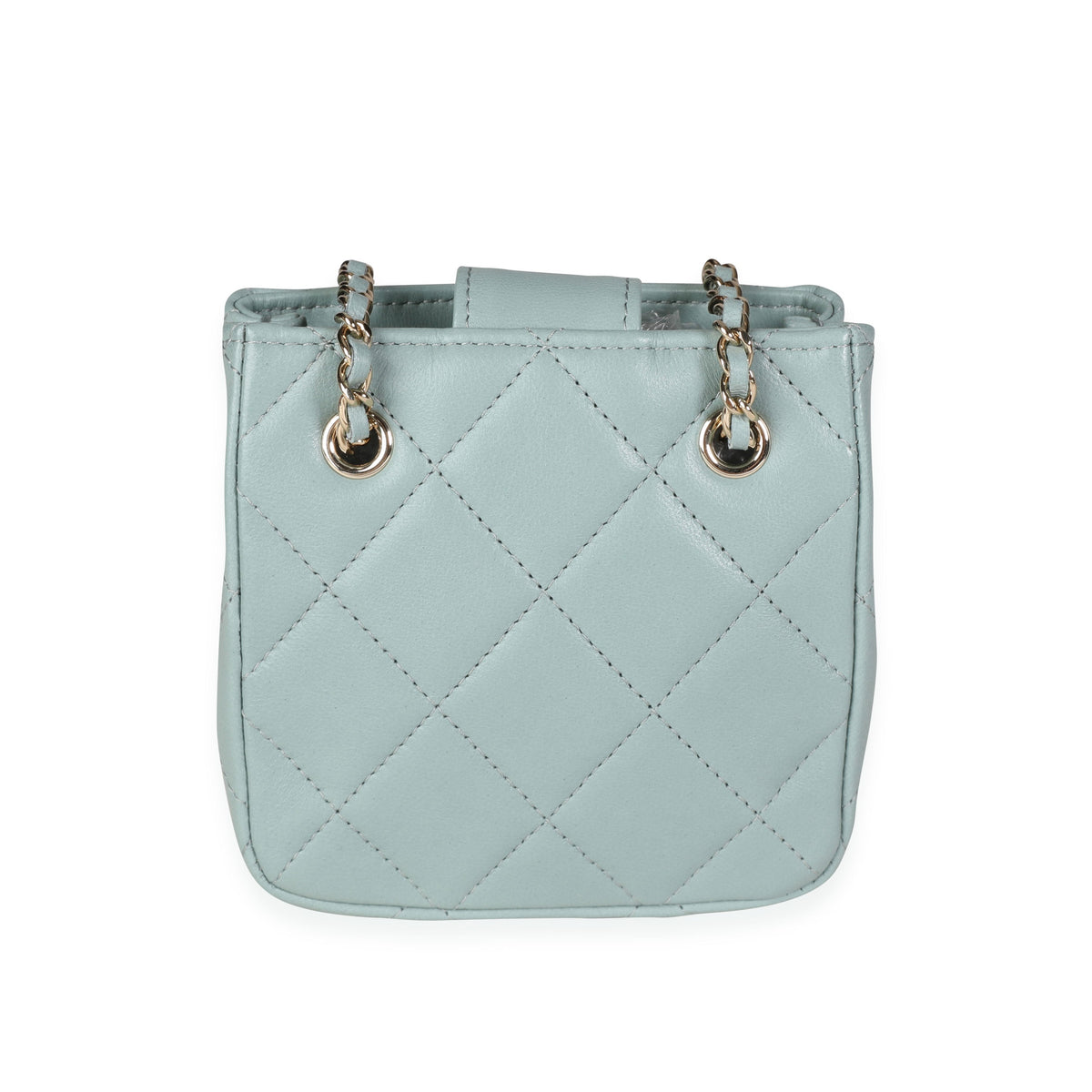 Top Quality Chanel Light Teal Quilted Lambskin Tiny Shopping Bag