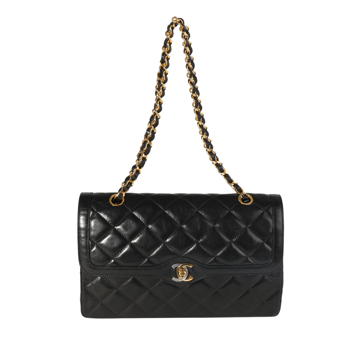 Chanel Vintage Black Quilted Lambskin Double Flap Bag