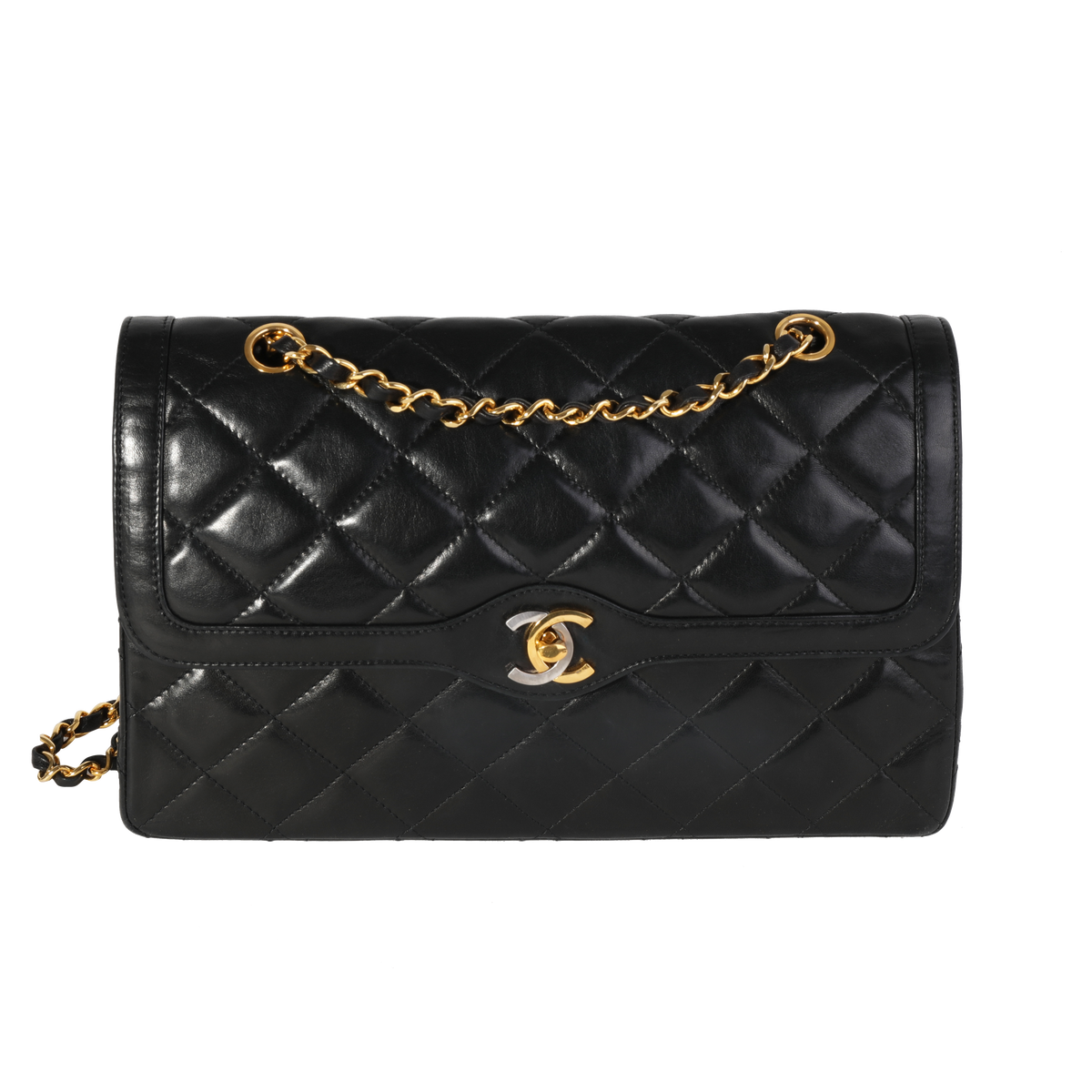Chanel Vintage Black Quilted Lambskin Double Flap Bag