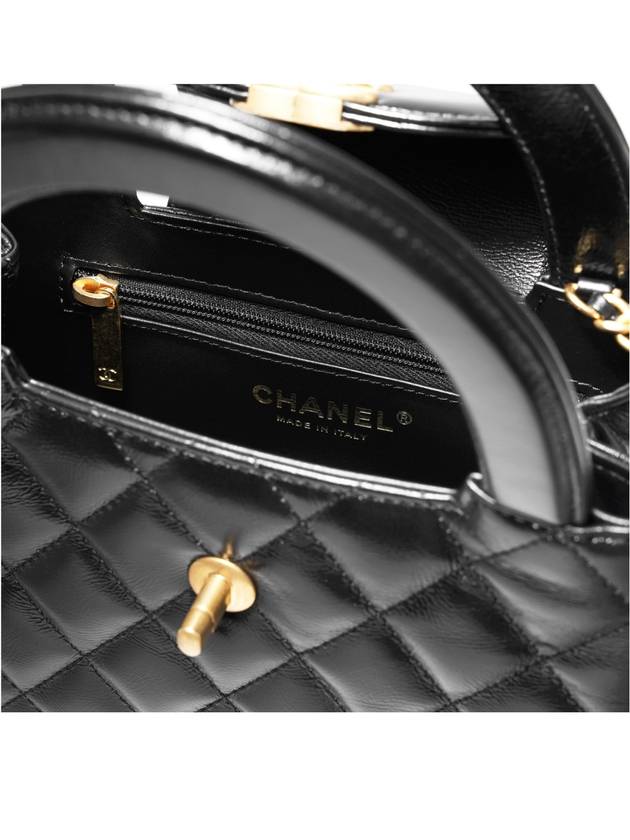 Gold Hardware Small Shiny Vintage Calfskin Tote Bag Black Chanel