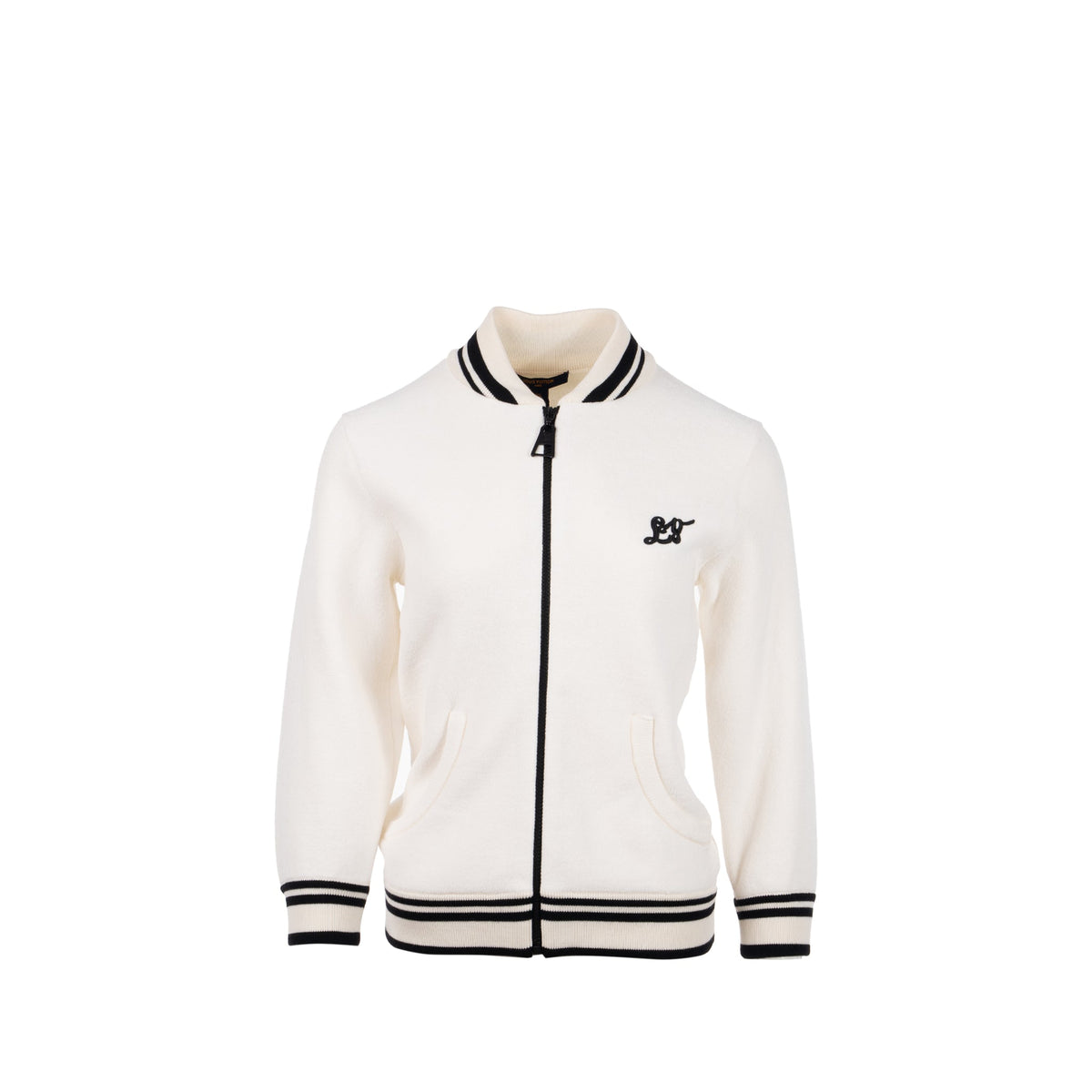 Louis Vuitton size XS Long-sleeved Zip jacket wool/ cotton White