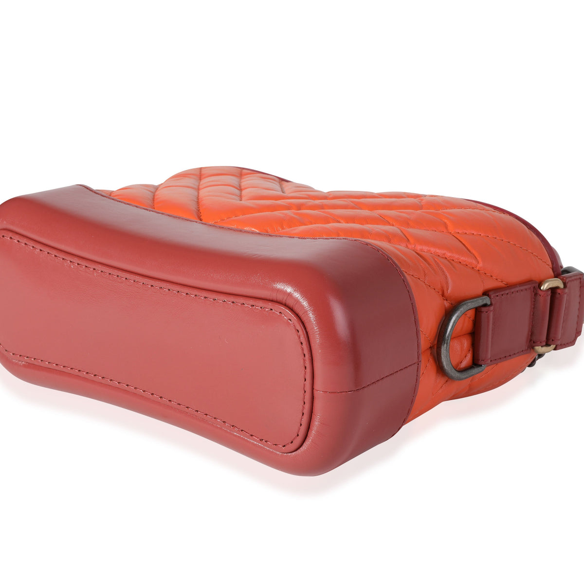 Top Quality Chanel Orange & Red Aged Calfskin Chevron Quilted Small Gabrielle Hobo