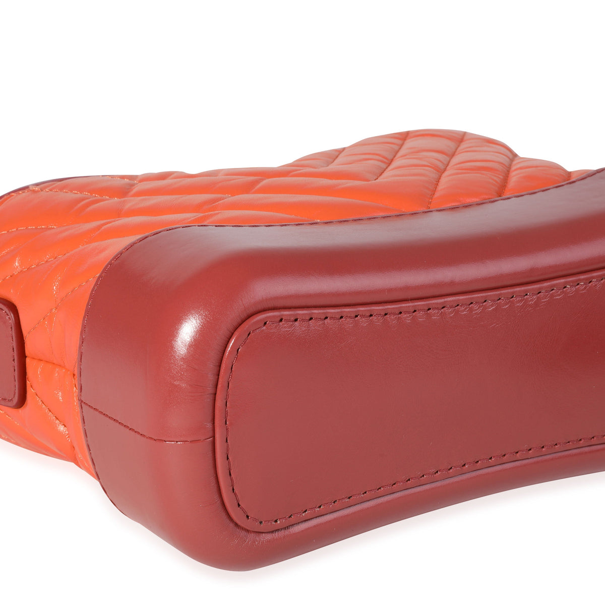 Top Quality Chanel Orange & Red Aged Calfskin Chevron Quilted Small Gabrielle Hobo