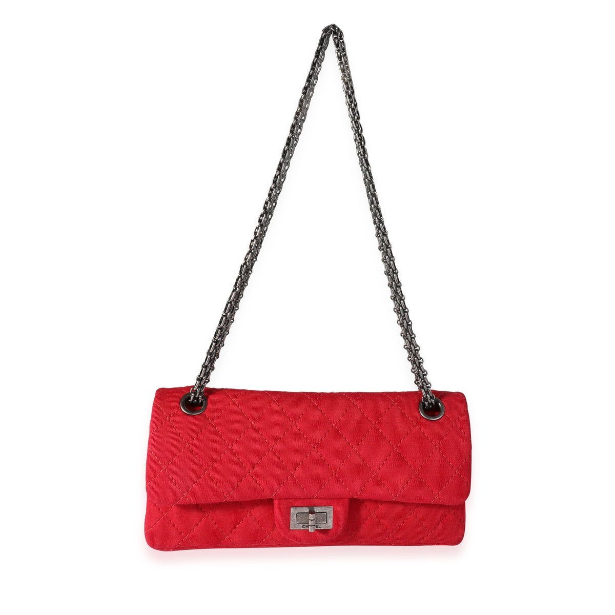 CHANEL Red Jersey East West Reissue Double Flap Bag