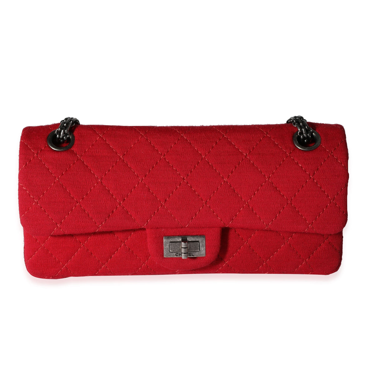 CHANEL Red Jersey East West Reissue Double Flap Bag
