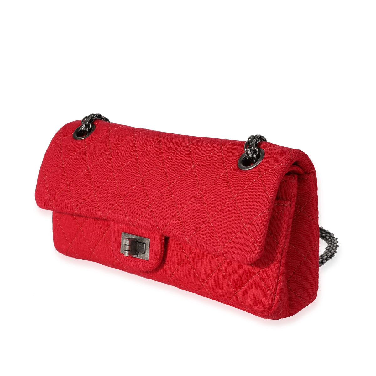 CHANEL Red Jersey East West Reissue Double Flap Bag