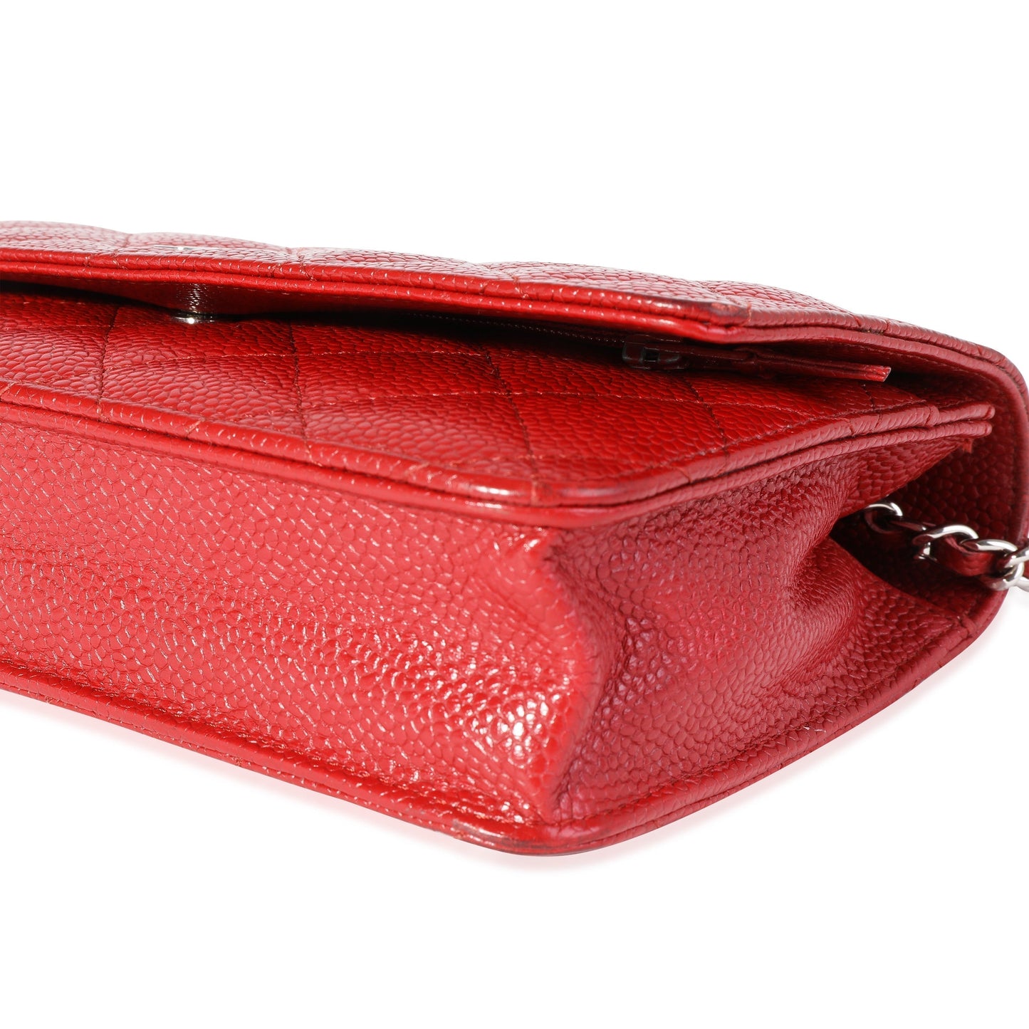 Chanel Red Quilted Caviar Wallet on Chain