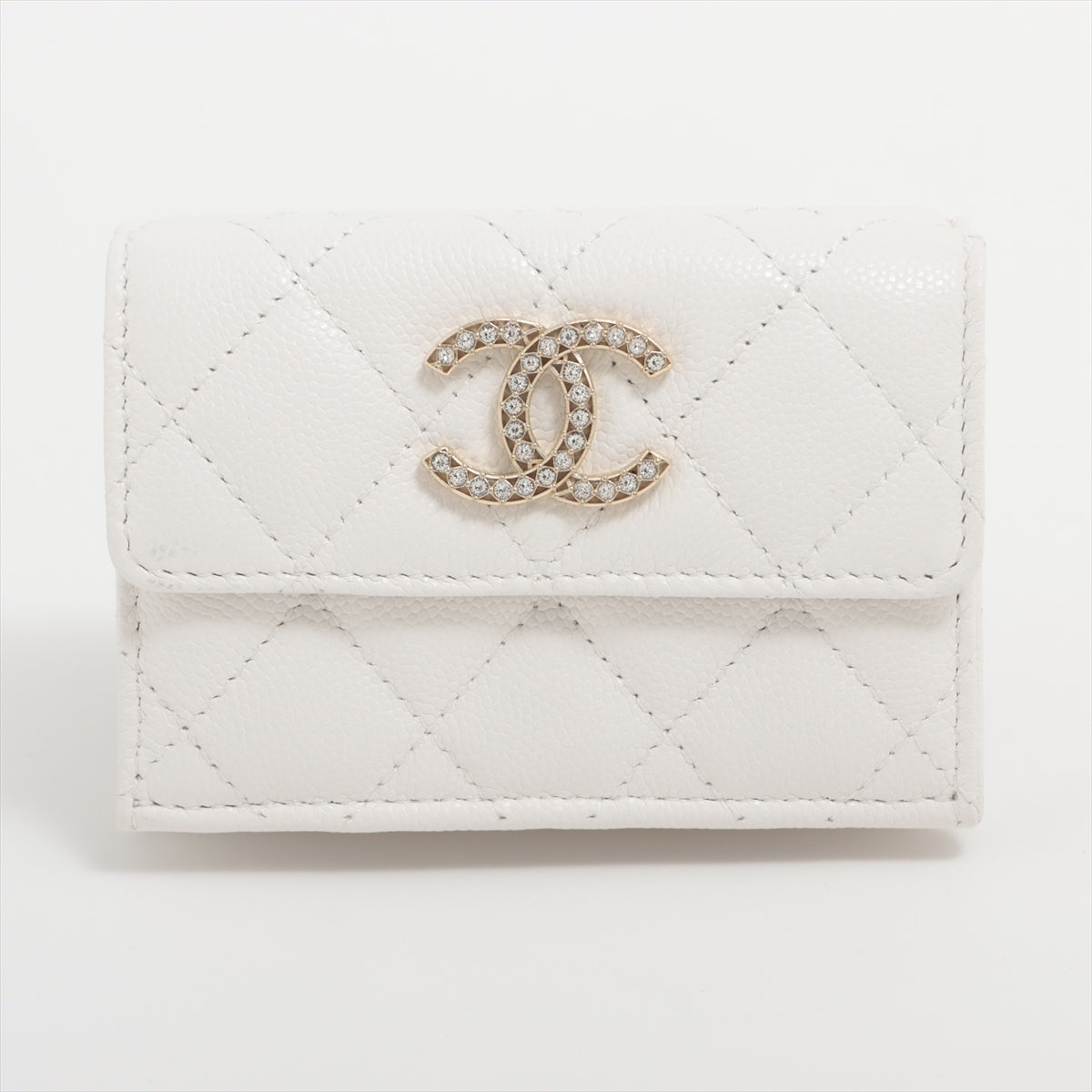 Chanel Matrasse Caviar S Compact Wallet White Gold  Random