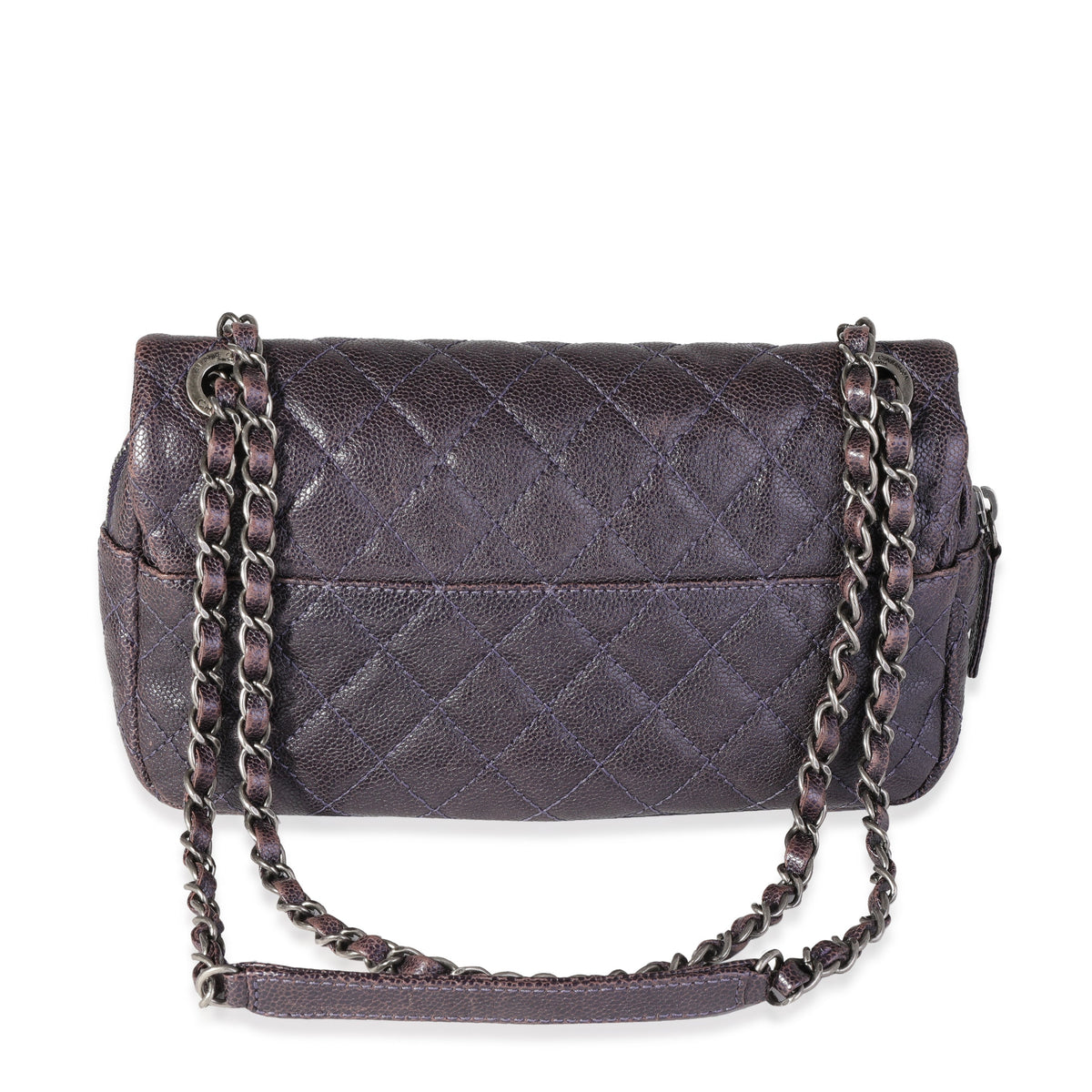 CHANEL Purple Quilted Caviar Easy Flap Bag