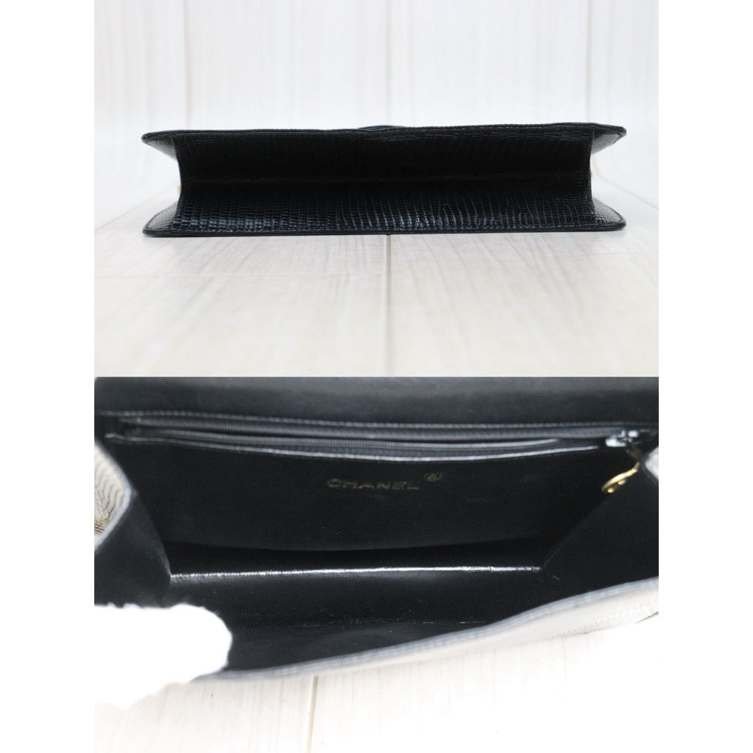 Very Good ( Rank A)｜ CHANEL  Lizard Skin Chain CF 25 Shoulder Bag Made in 1986-1988 Year ｜Y25051901