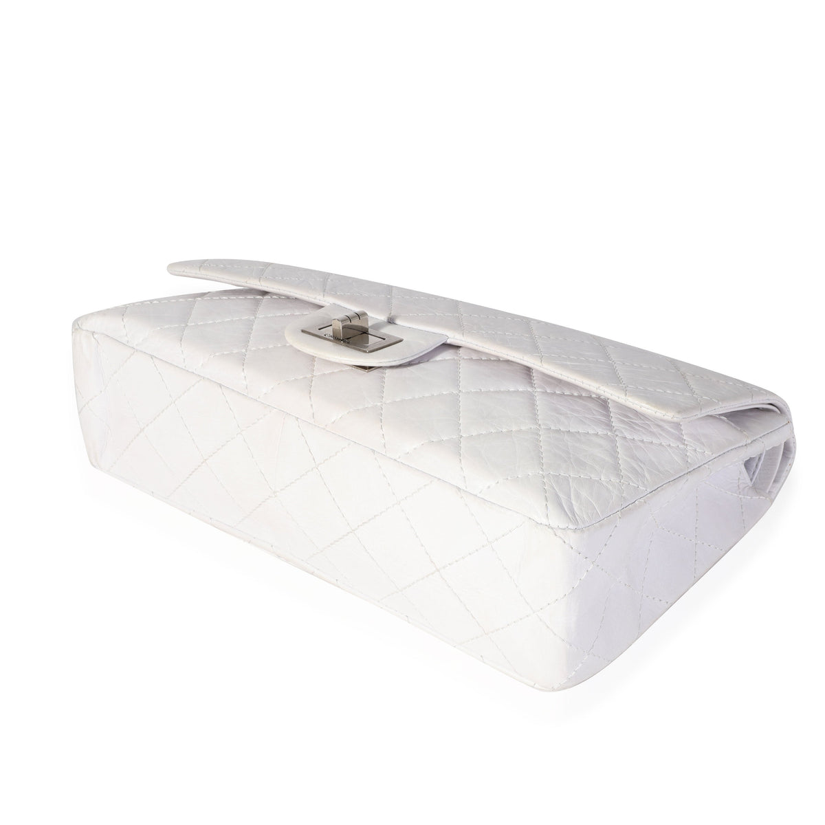 CHANEL White Aged Calfskin Quilted 2.55 Reissue 227 Flap