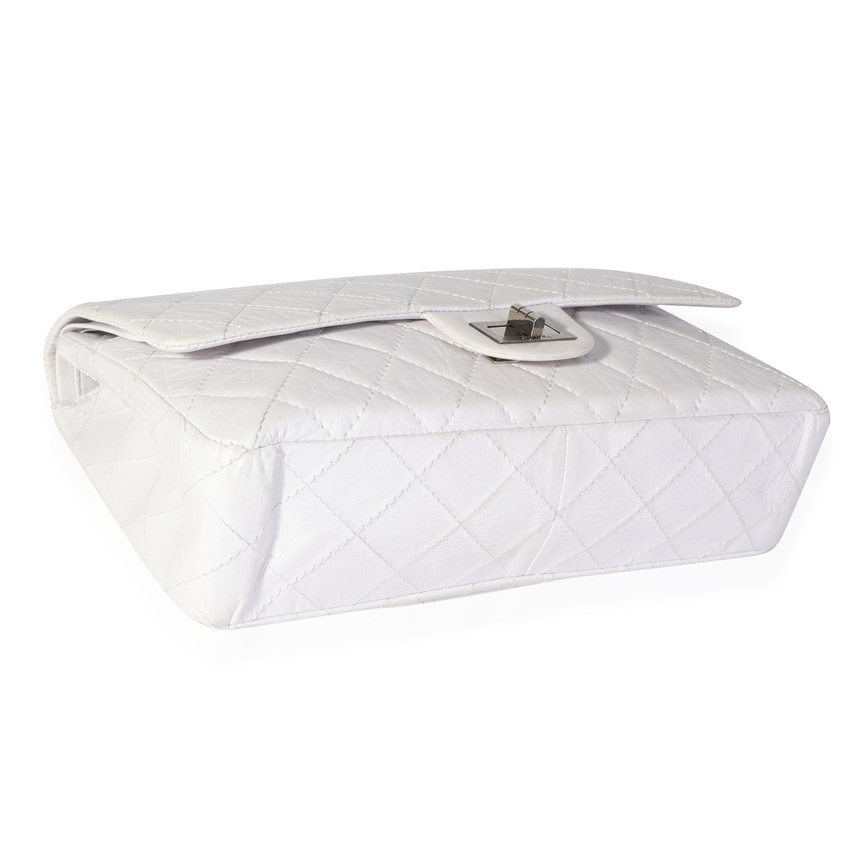 CHANEL White Aged Calfskin Quilted 2.55 Reissue 227 Flap