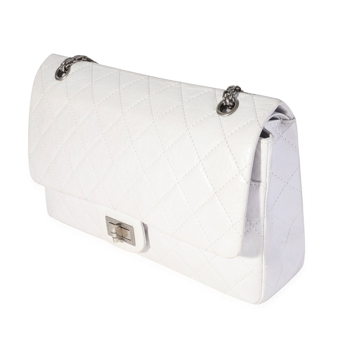 CHANEL White Aged Calfskin Quilted 2.55 Reissue 227 Flap