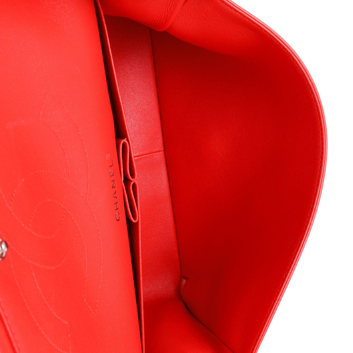 CHANEL Red Patent Classic Jumbo Double Flap Bag