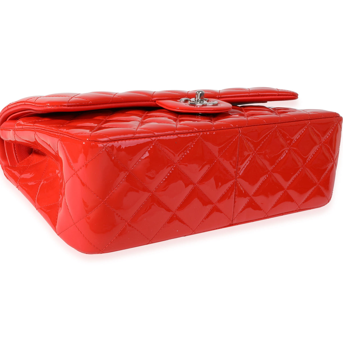 CHANEL Red Patent Classic Jumbo Double Flap Bag
