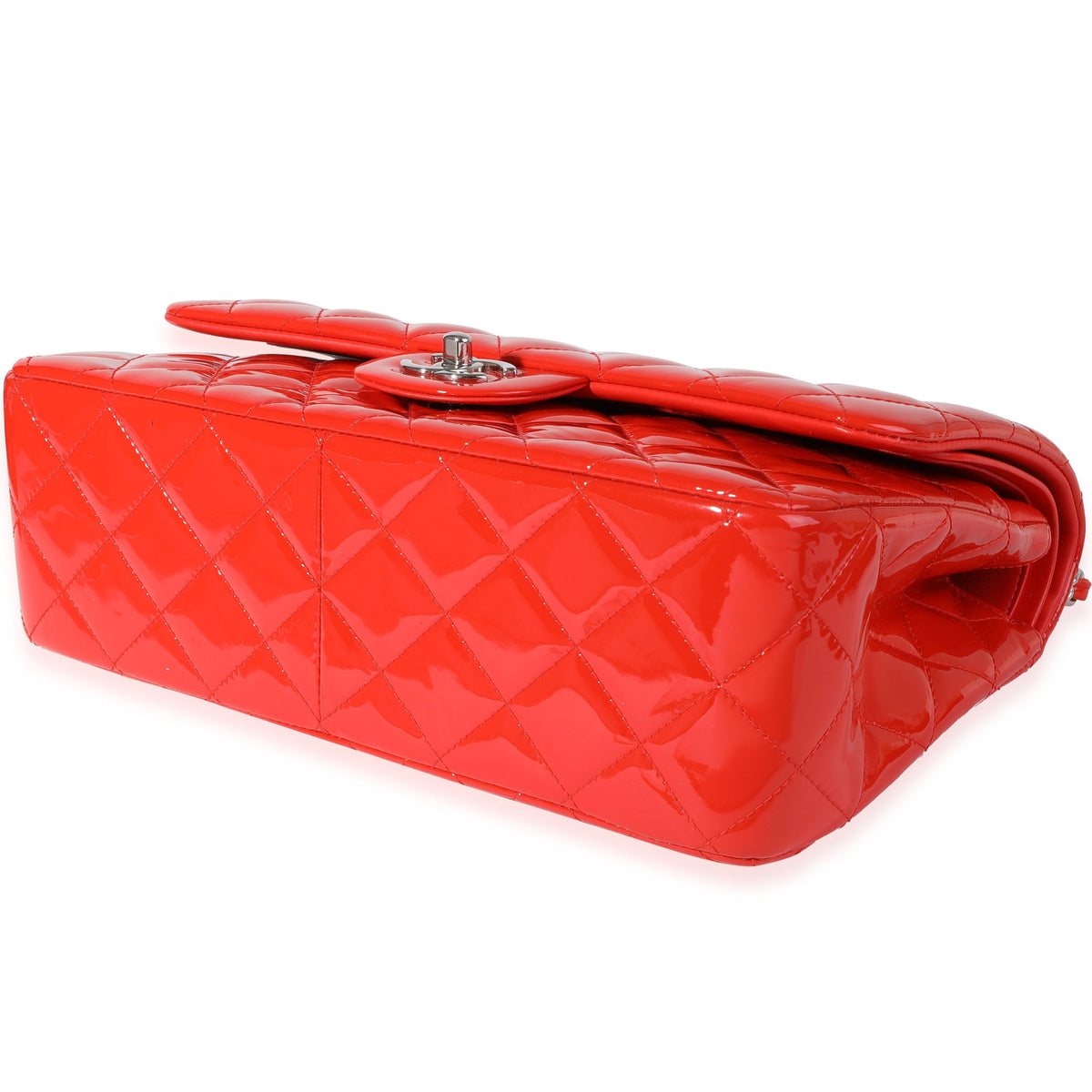 CHANEL Red Patent Classic Jumbo Double Flap Bag