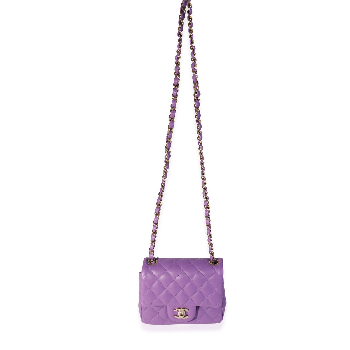 Chanel Purple Quilted Lambskin Classic Square Mini Flap Bag