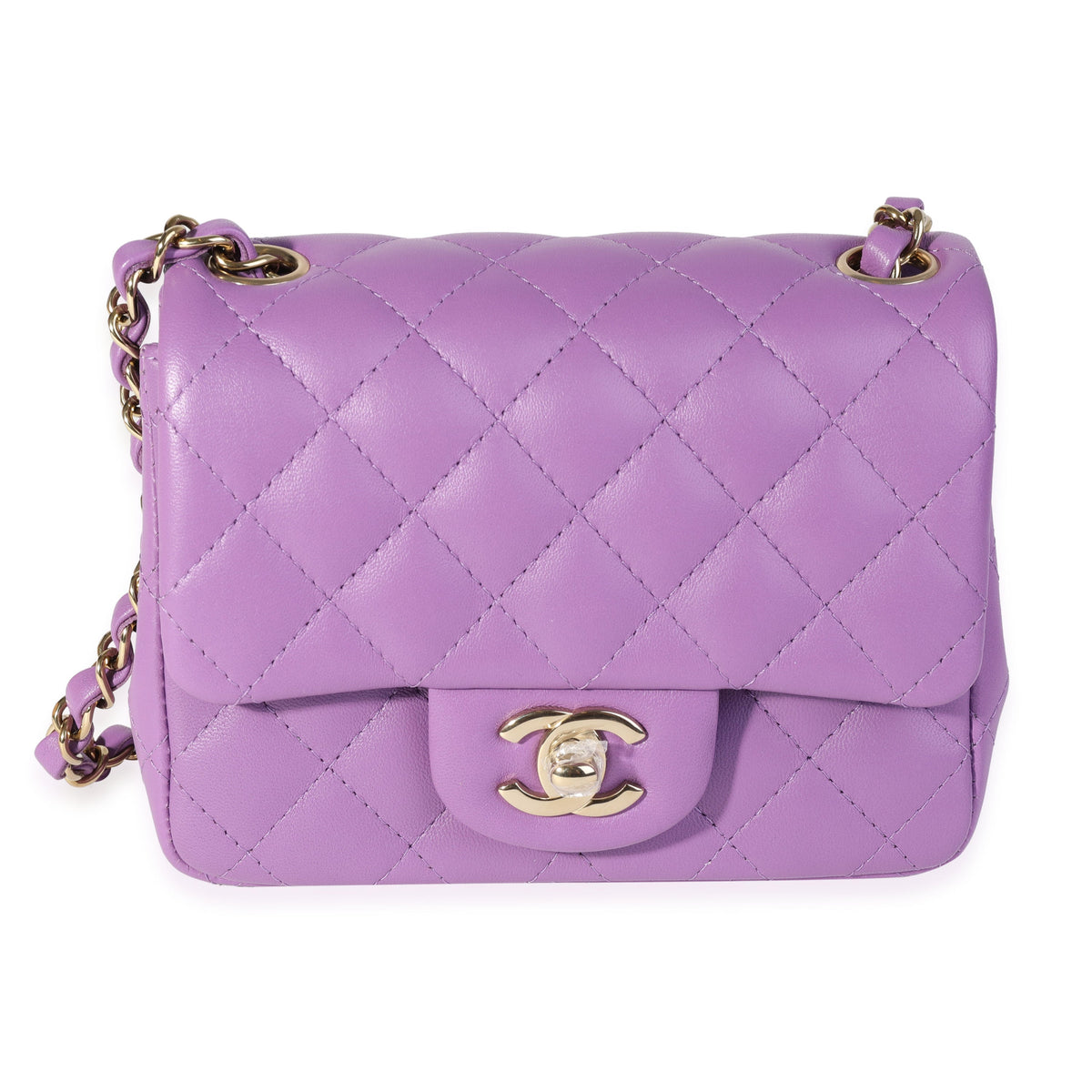 Chanel Purple Quilted Lambskin Classic Square Mini Flap Bag