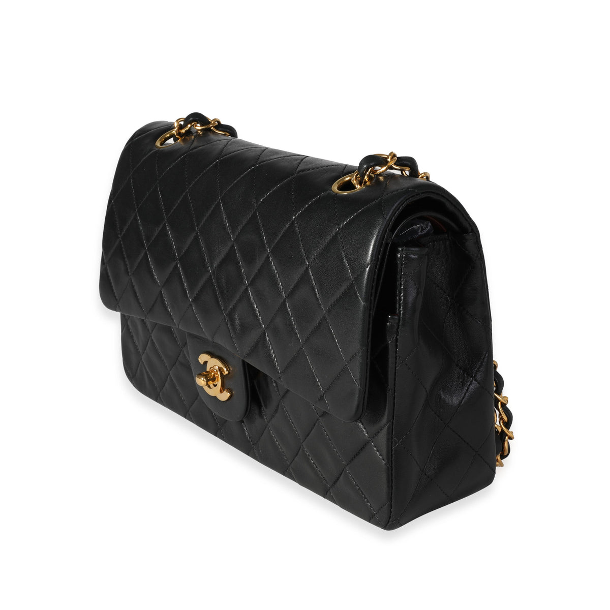 CHANEL Vintage Black Quilted Lambskin Medium Classic Double Flap Bag