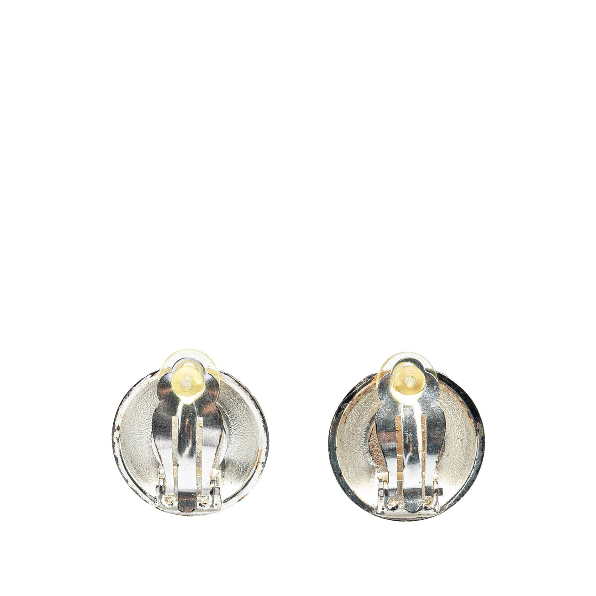 Gold Chanel Gold Plated Silver CC Round Clip on Earrings