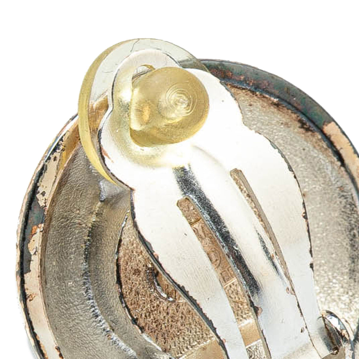 Gold Chanel Gold Plated Silver CC Round Clip on Earrings
