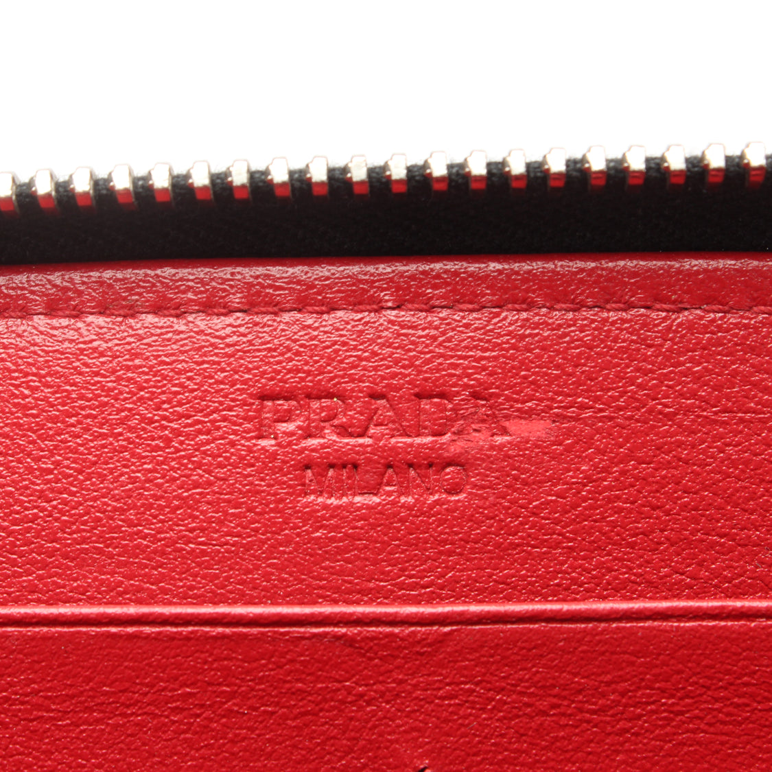 PRADA Studded Leather Zip Around Wallet