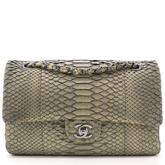 Chanel Classic Flap Medium Bag Grey Snakeskin