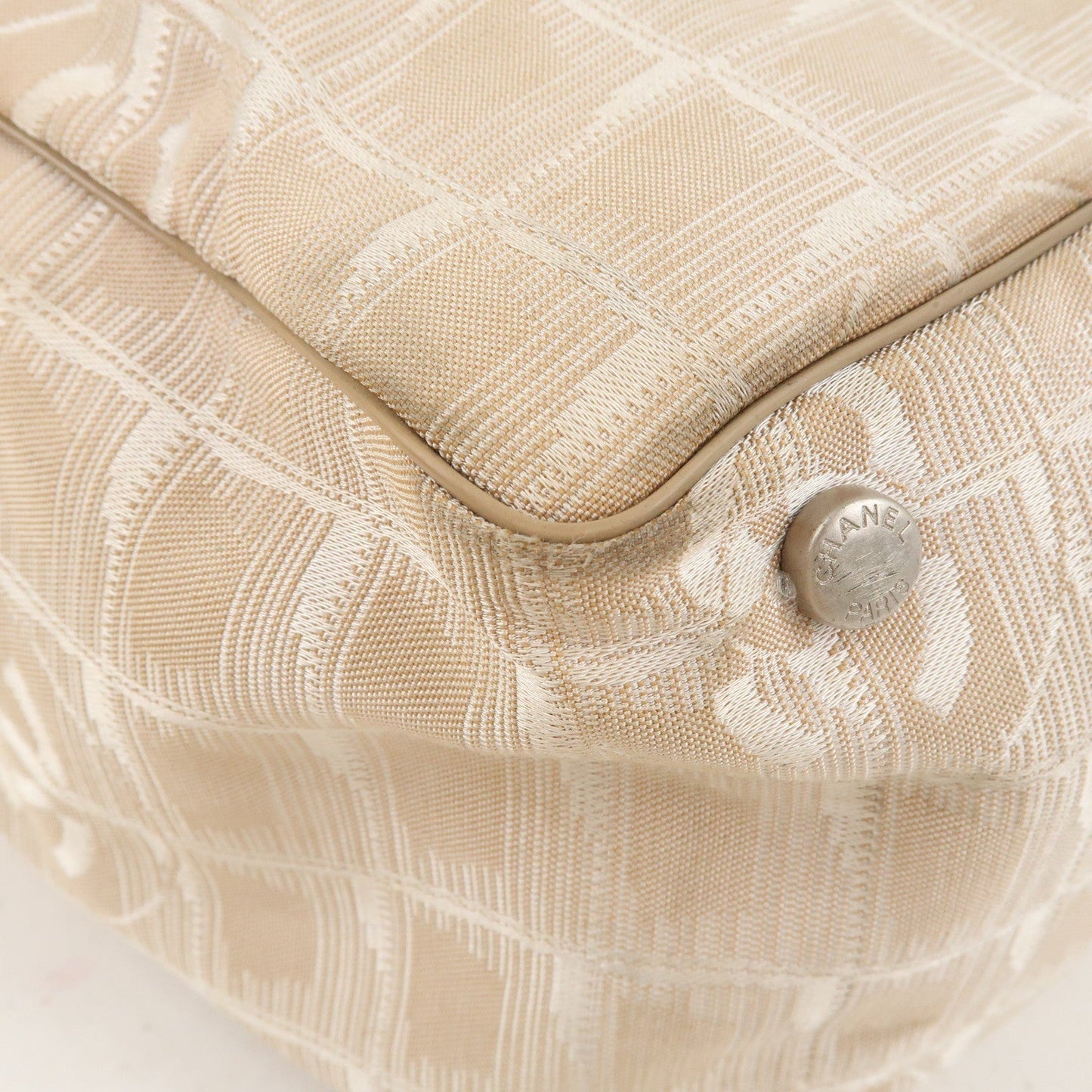 Chanel New Travel Line Nylon Jacquard Leather Tote Bag A