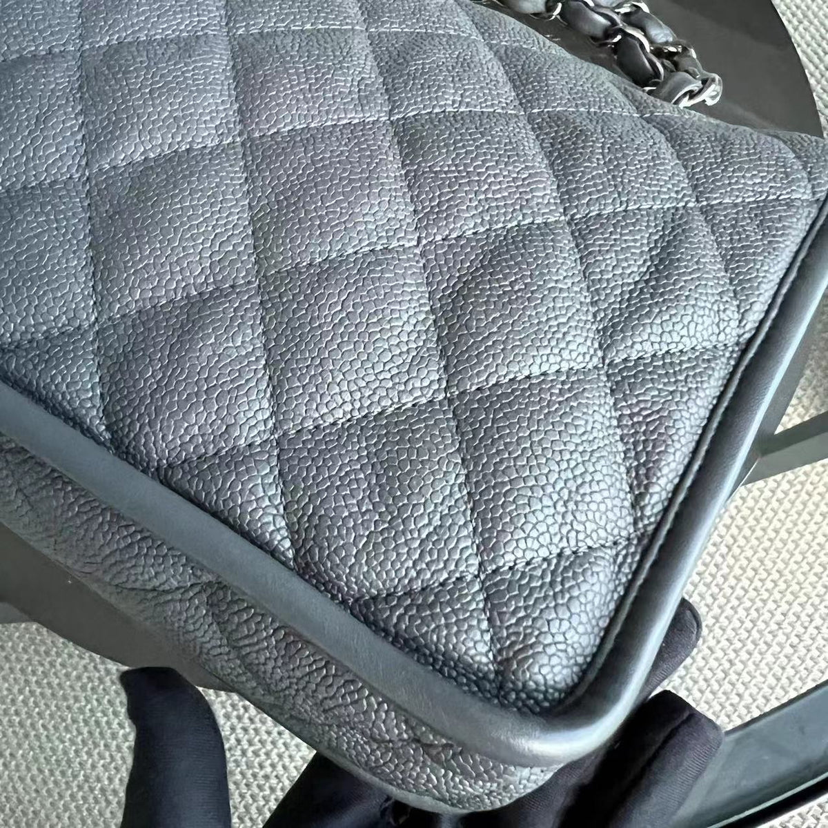 Caviar French Riviera Medium 25CM Dark Grey Gray Silver Hardware Series 19