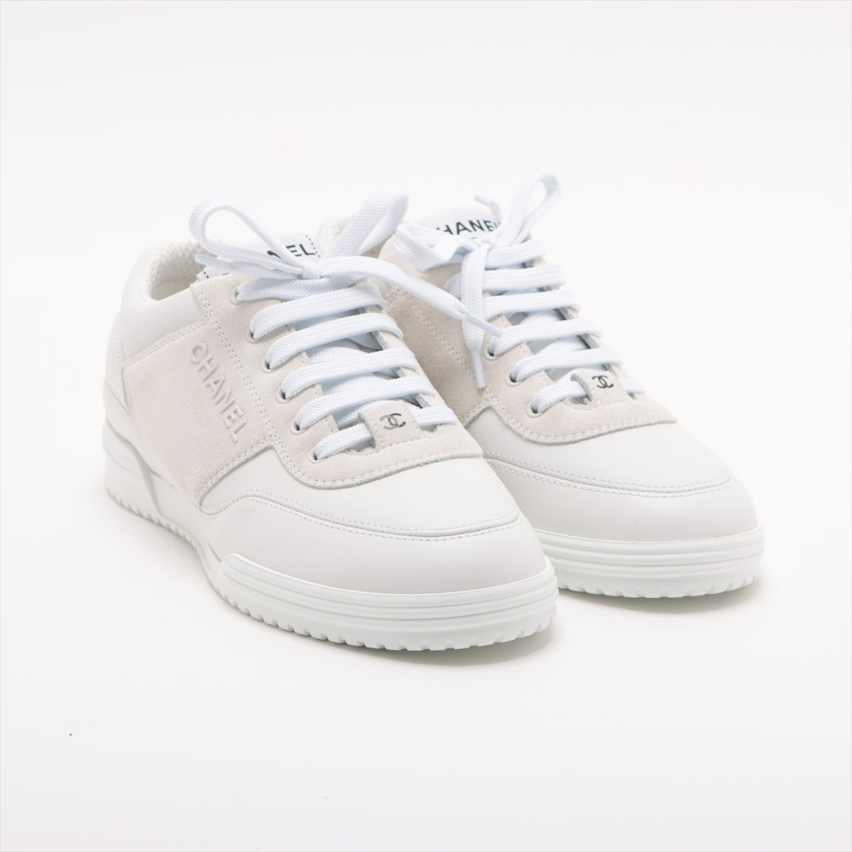 Chanel Coco 24C Leather X  Trainers 35  White G45470 Suedeer