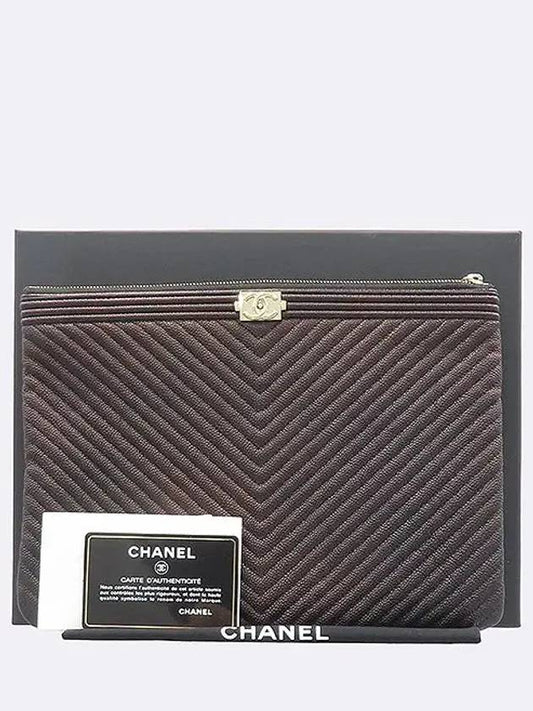 A84406 Black color boy caviar gold plated new medium clutch Chanel