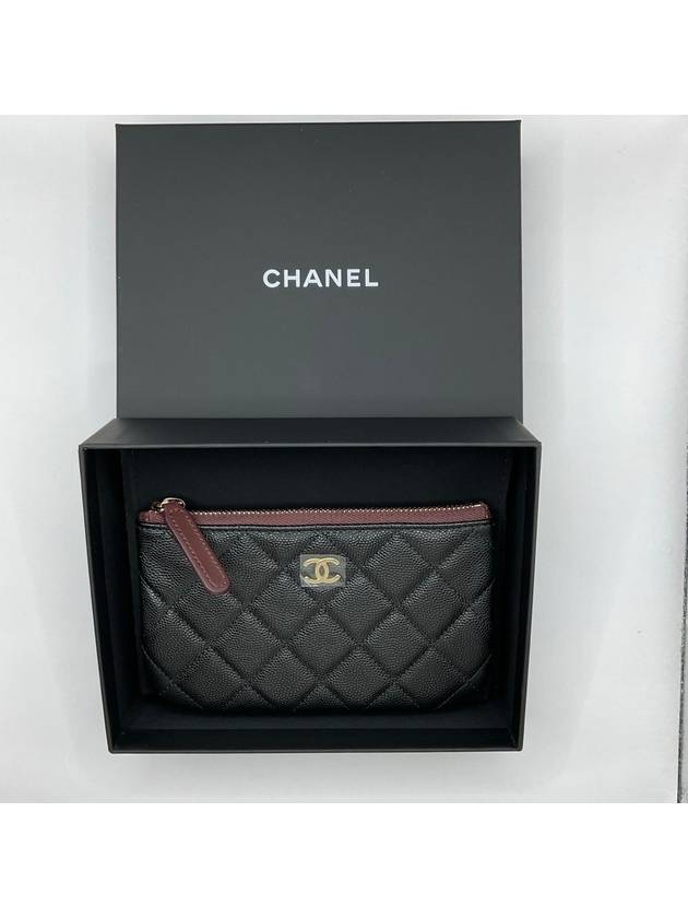 Gold CC Logo Small Calfskin Pouch Bag Black Chanel