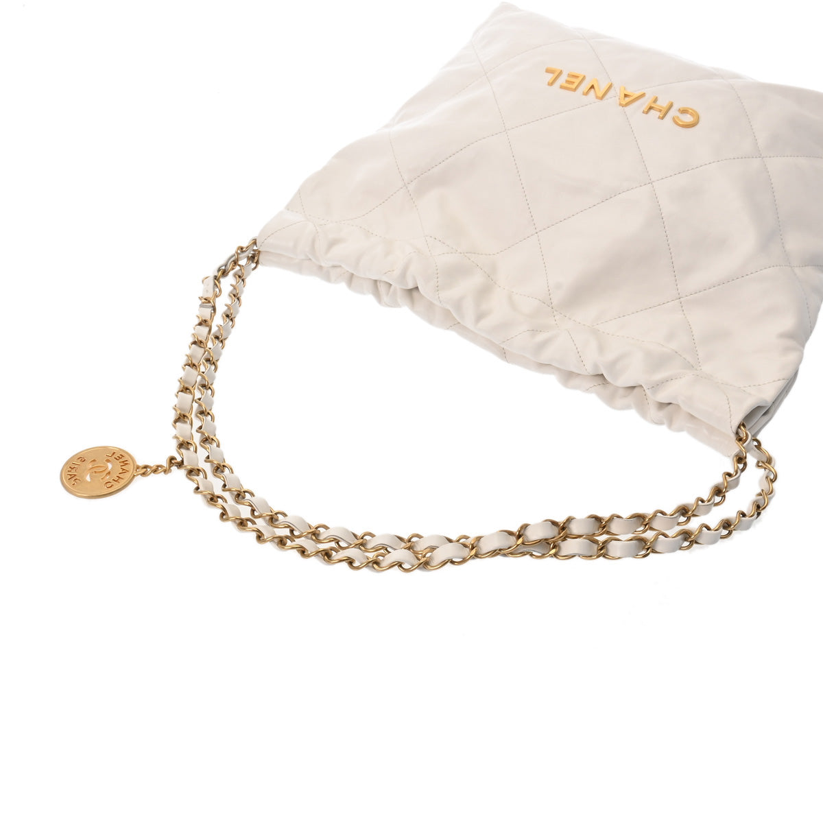 Chanel Chanel Chanel 22 Small HandBag White Gold  AS3260  Shineykerf HandBags A-Rank Middle-Range Silver Silver Silver Silver Silver Gold