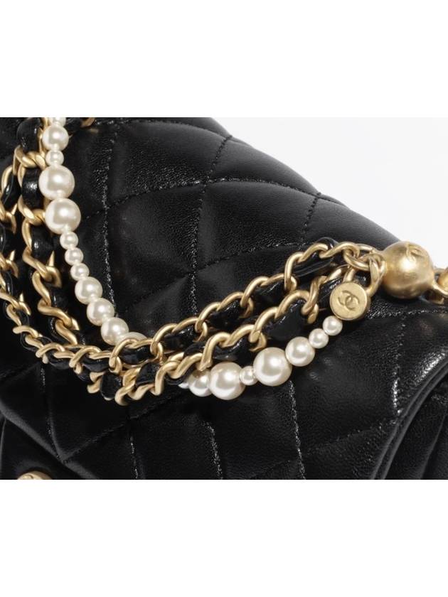 Gold Mini Shiny Lambskin Flap Cross Bag Black Chanel