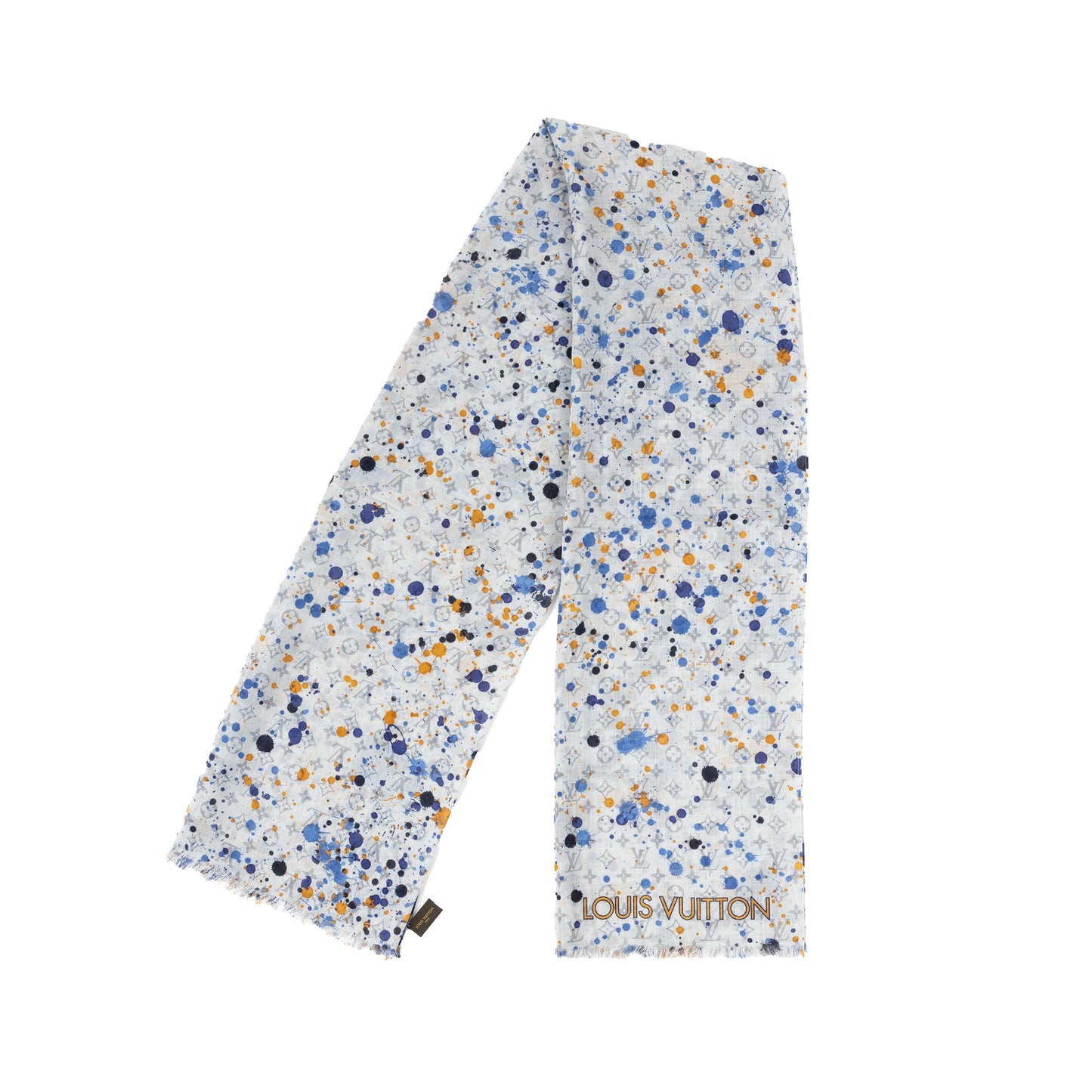 LOUIS VUITTON Louis Vuitton Silk Monogram Paint Splash Square Scarf