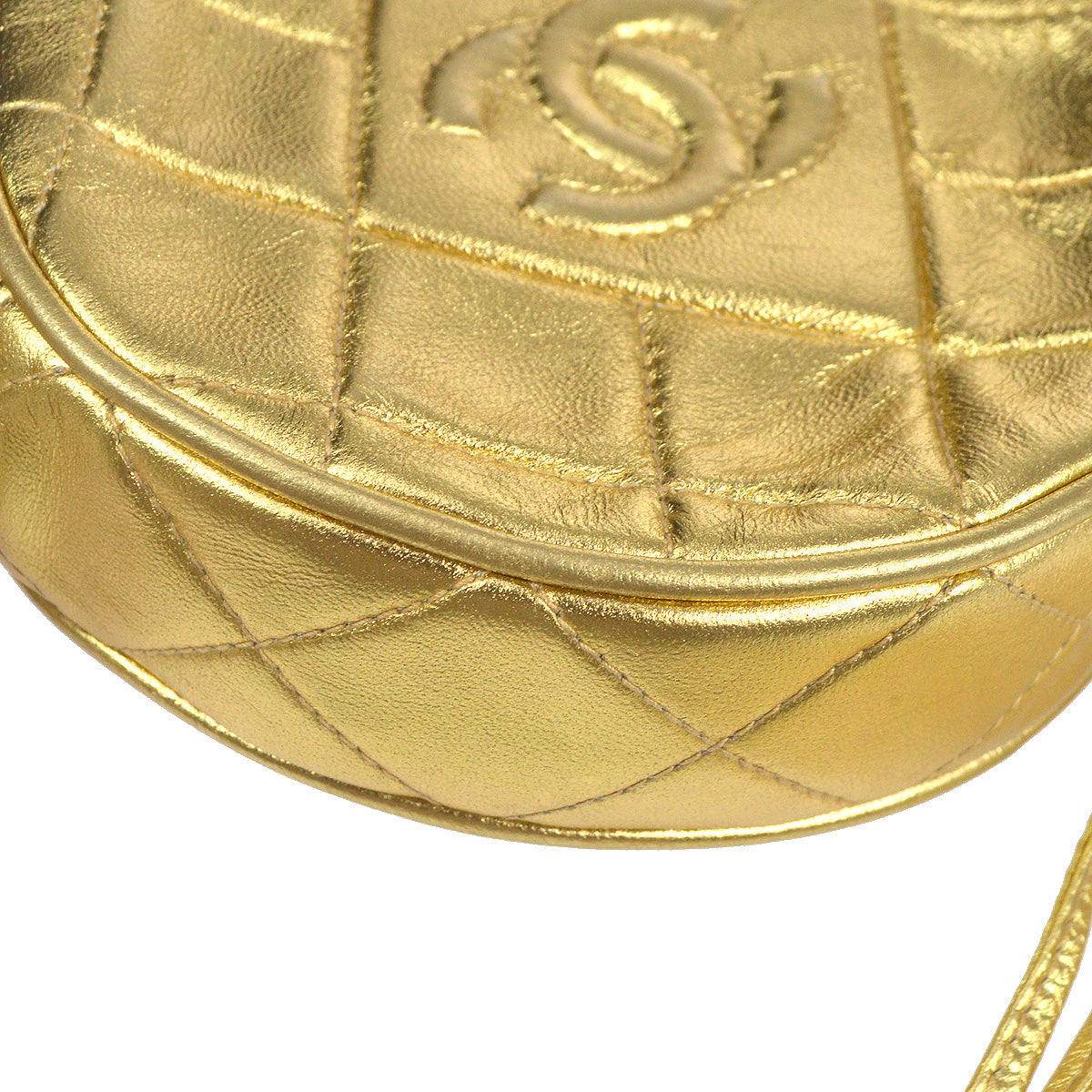 Chanel 1989-1991 Gold Lambskin Fringe Shoulder Bag