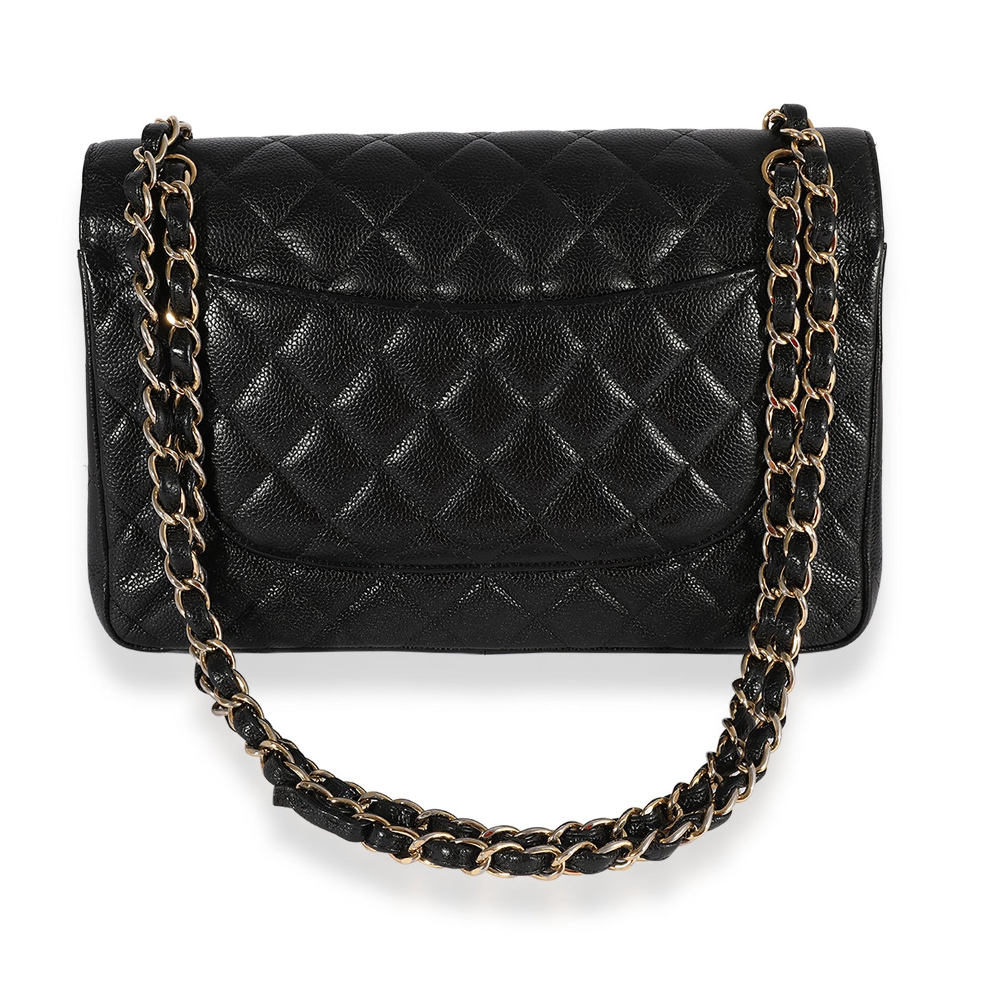 CHANEL Black Quilted Caviar Jumbo Classic Double Flap Bag
