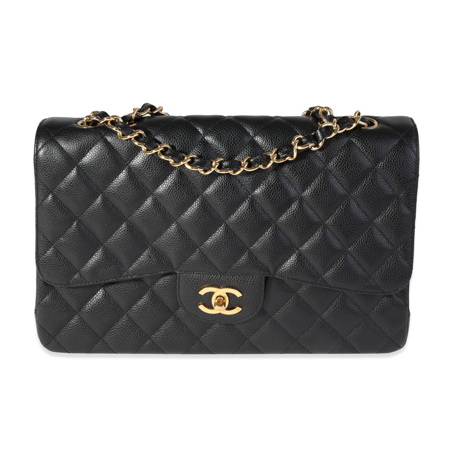 Chanel Black Quilted Caviar Jumbo Classic Single Flap Bag