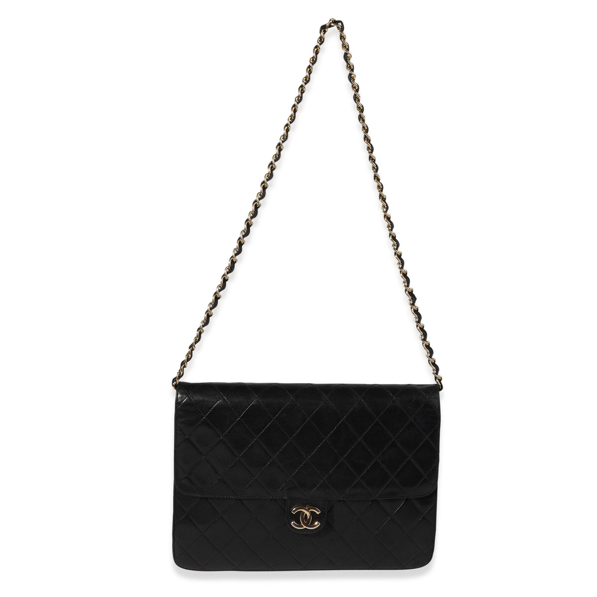 Chanel Vintage Black Quilted Lambskin Single Flap Bag