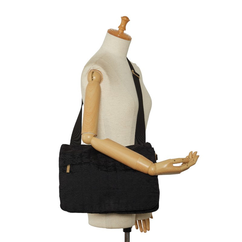 Chanel New Label Line Messengers Bag Gold   houlder Bag Black Nylon  CHANEL