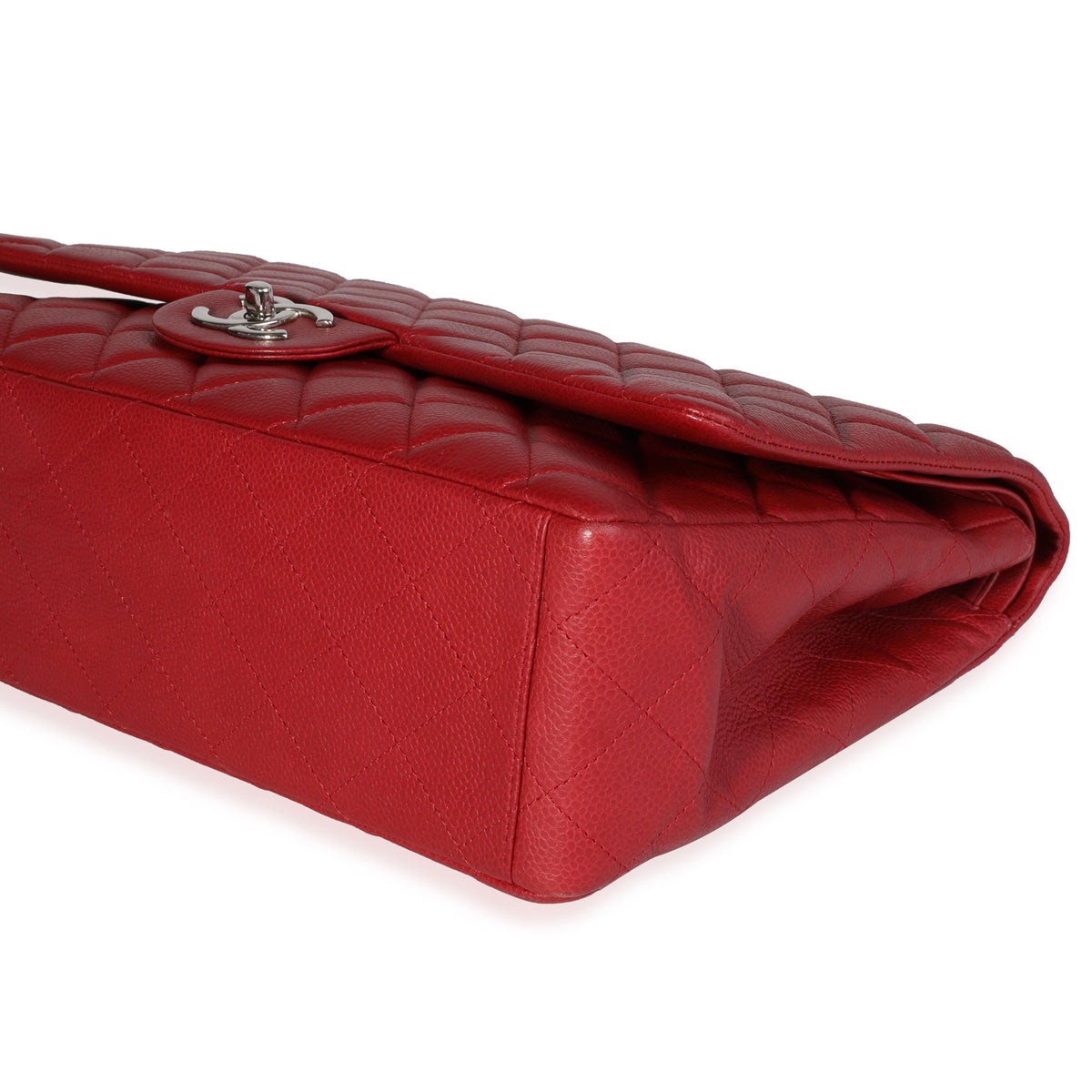 CHANEL Red Quilted Caviar Maxi Classic Double Flap Bag
