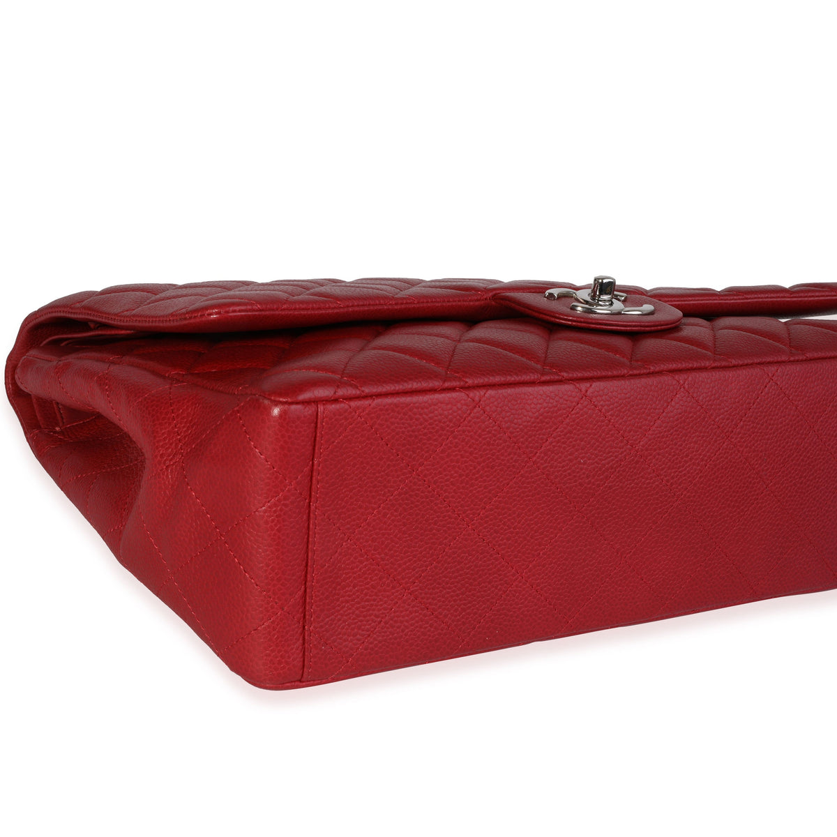 CHANEL Red Quilted Caviar Maxi Classic Double Flap Bag