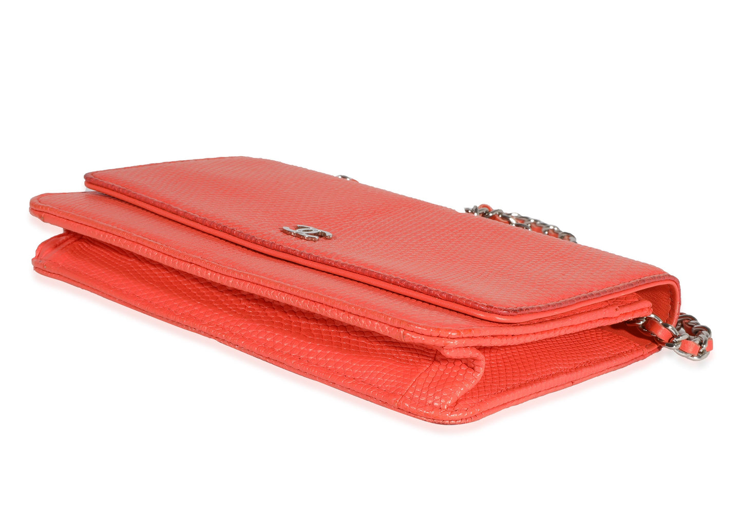 CHANEL Coral Lizard Wallet On Chain