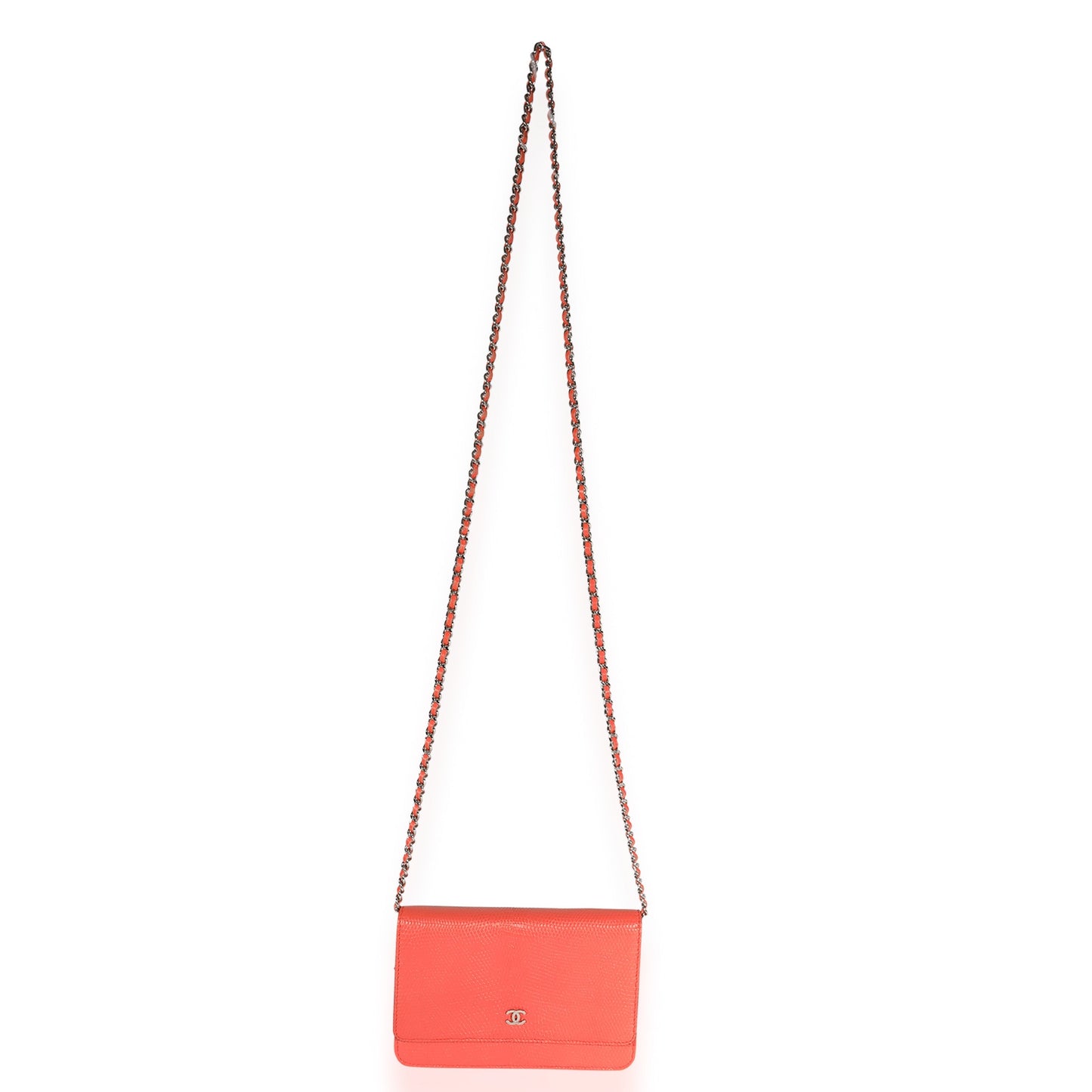 Top Quality Chanel Coral Lizard Wallet On Chain