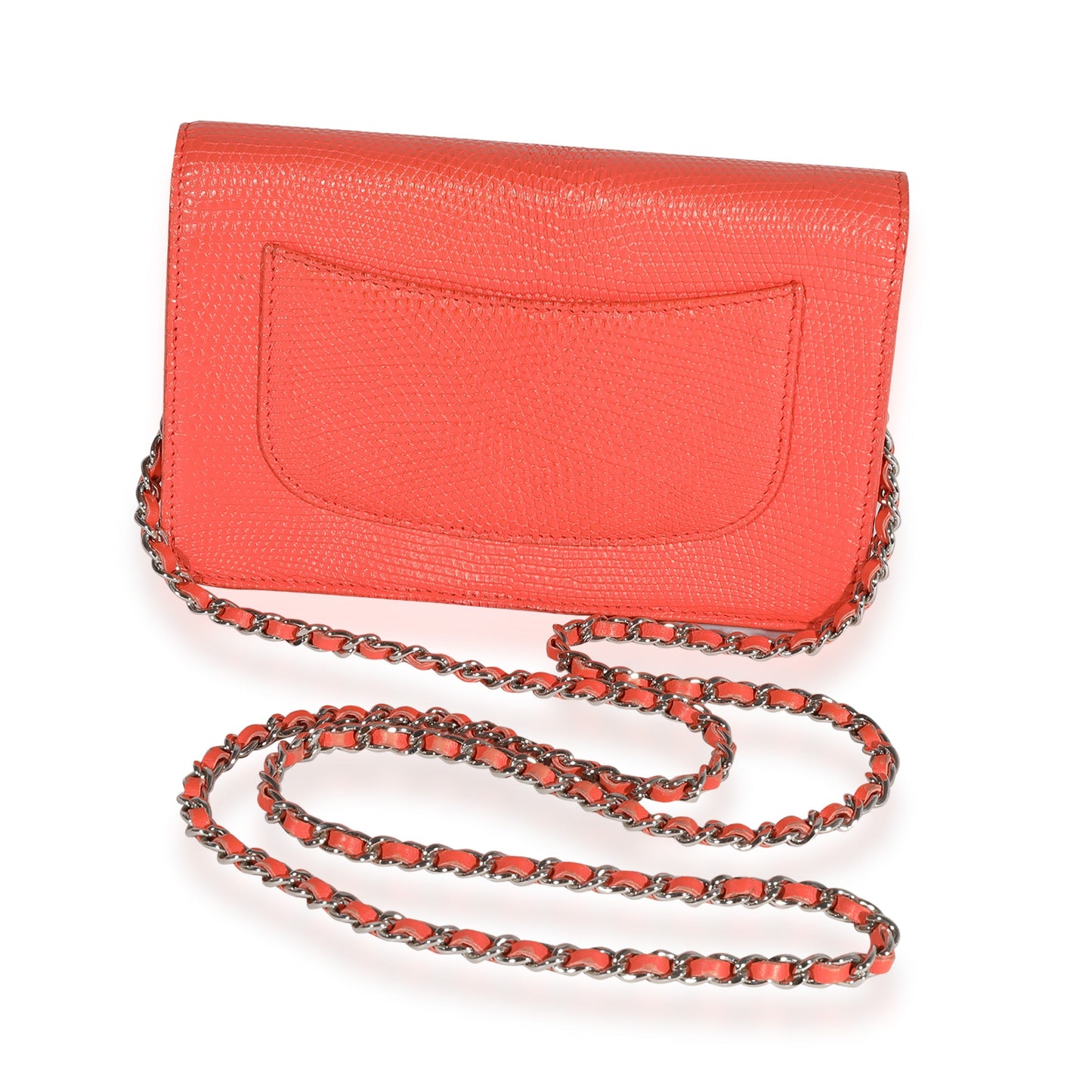 CHANEL Coral Lizard Wallet On Chain