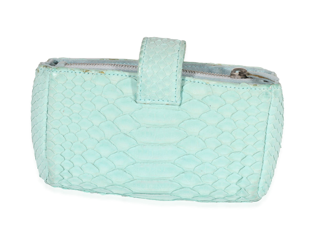 Top Quality Chanel Mint Python Mini Phone Holder Clutch